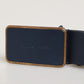 Blue Leather Classic Metal Logo Buckle Belt