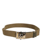 Military Green Nylon Logo Metal Buckle Belt