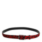 Red Black Pony Leather Metal Buckle Men Belt