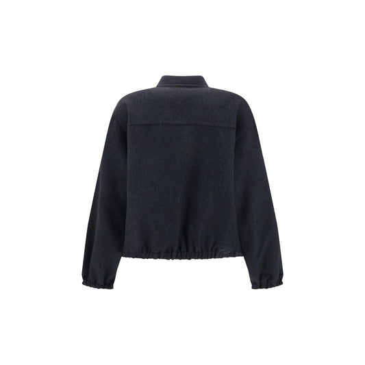 Blue Fleece Wool Bomber