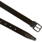 Brown Glossy Leather Classic Metal Buckle Belt
