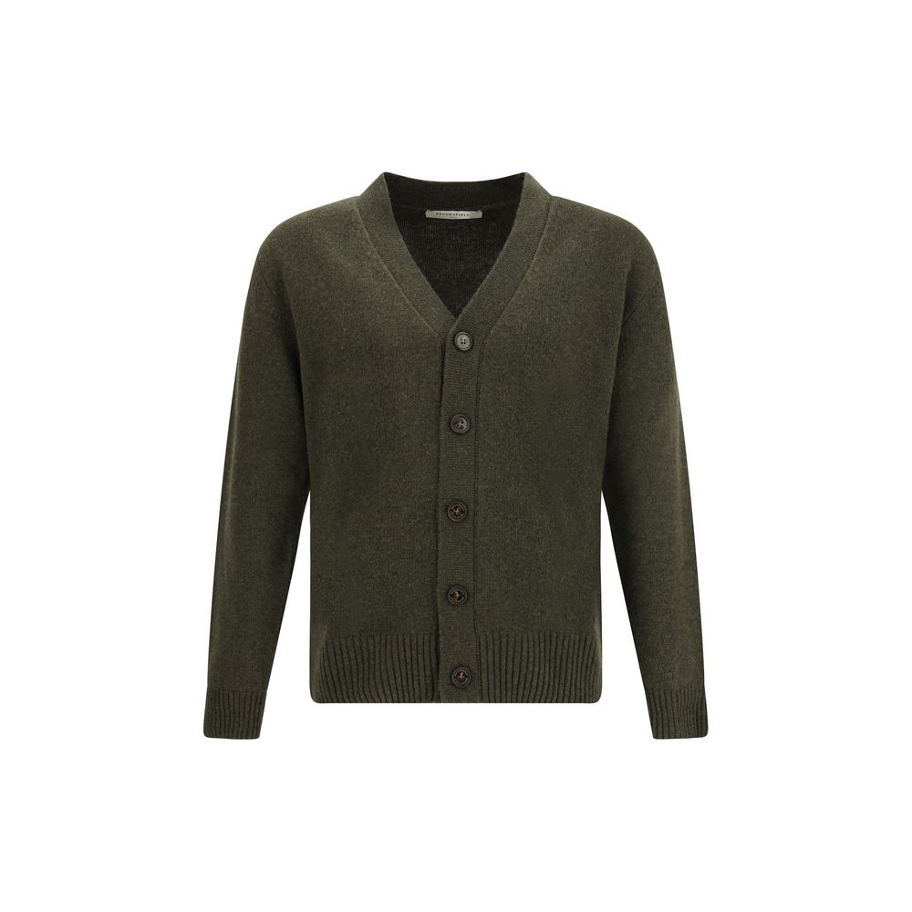 Bicolor Fleece Wool Cardigan