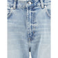 Light Blue Cotton Straight-Leg Jeans