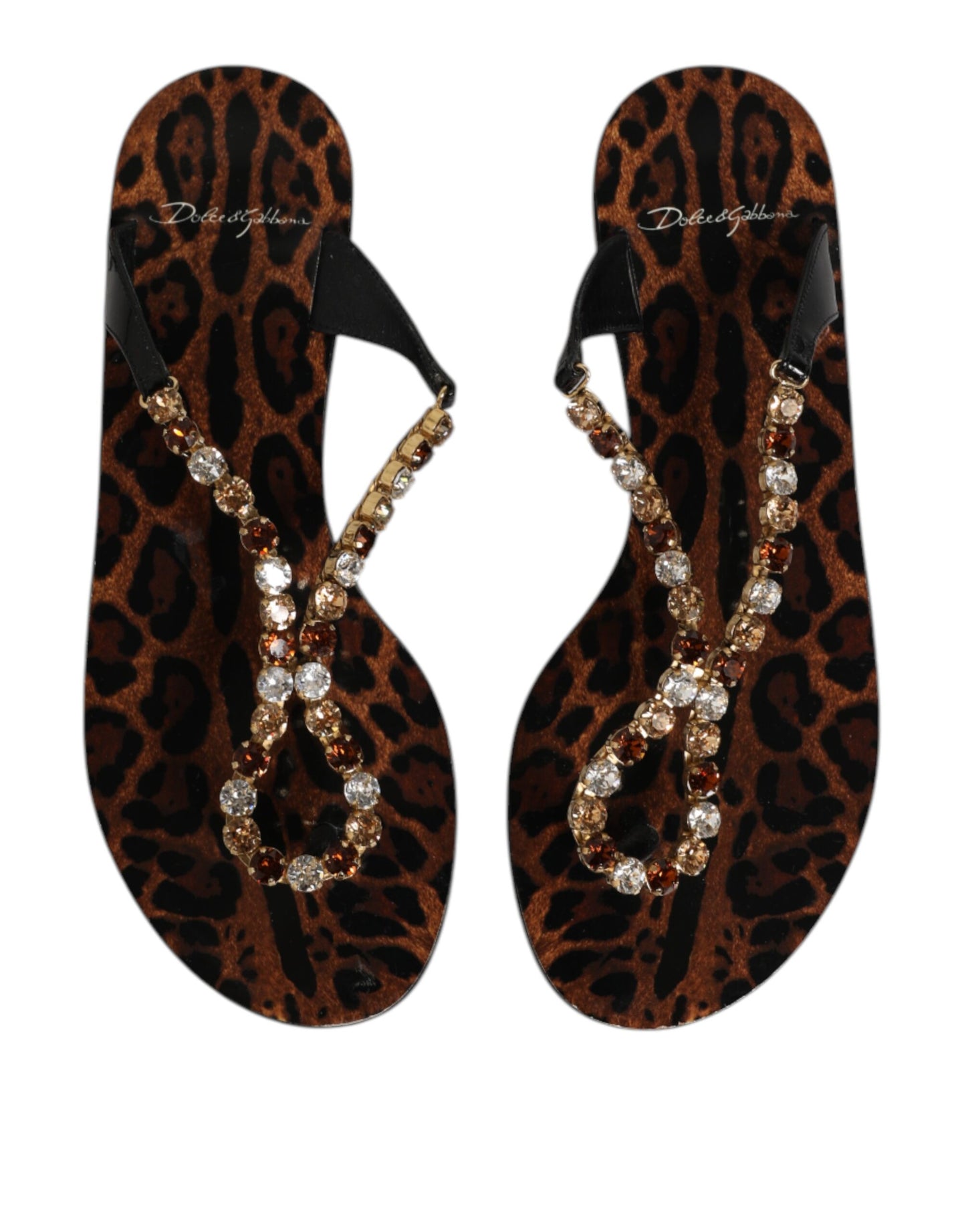Black Crystals Flats Sandals Beachwear Shoes
