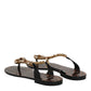 Black Crystals Flats Sandals Beachwear Shoes
