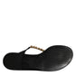 Black Crystals Flats Sandals Beachwear Shoes