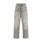 Gray Cotton Straight-Leg Jeans