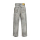 Gray Cotton Straight-Leg Jeans