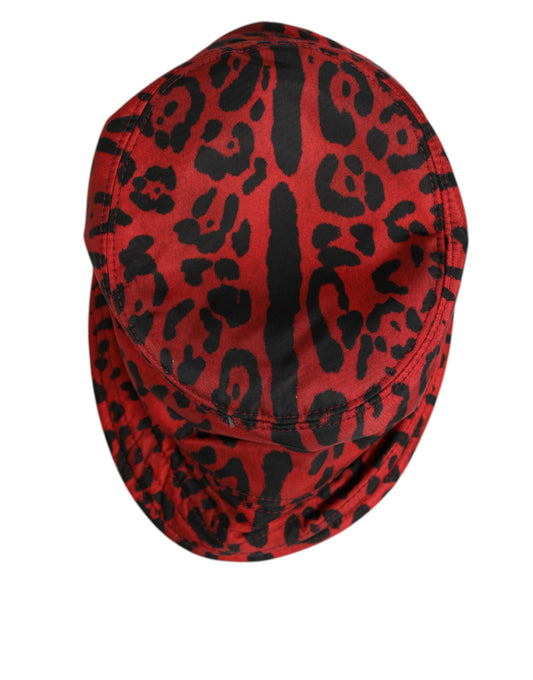 Red Black Nylon Leopard Print Bucket Men Cap Hat