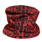 Red Black Nylon Leopard Print Bucket Men Cap Hat