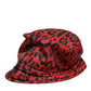 Red Black Nylon Leopard Print Bucket Men Cap Hat