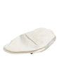 White Cotton Blend Leather Trim Flat Men Cap Hat