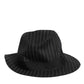 Black Striped Virgin Wool Men Fedora Capello Hat