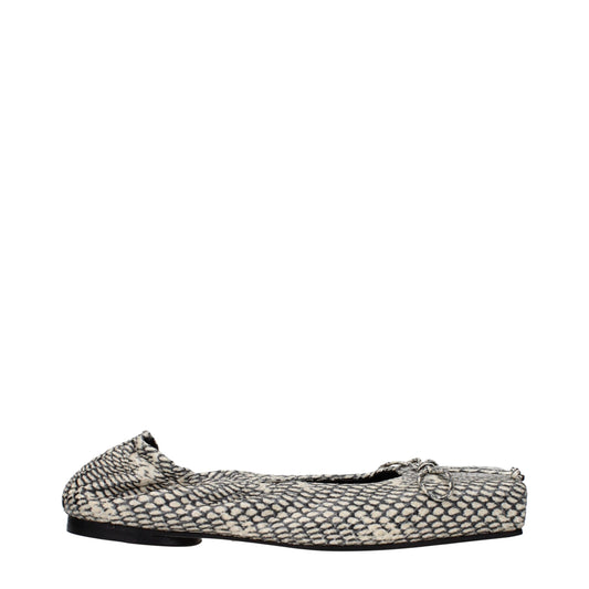 Beige Leather Ballet Flats