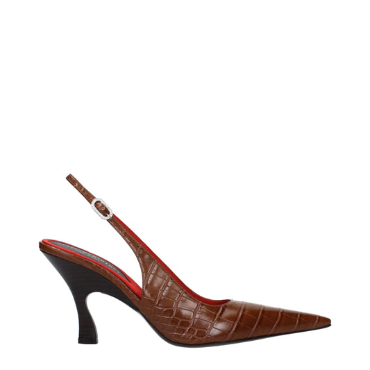 Brown Leather High Heel Pumps