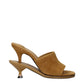 Brown Leather Stiletto Heel Sandals