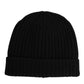 Black Cashmere Knitted Beanie Capello Men One Size Hat