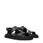 Black Leather Flat Sandals