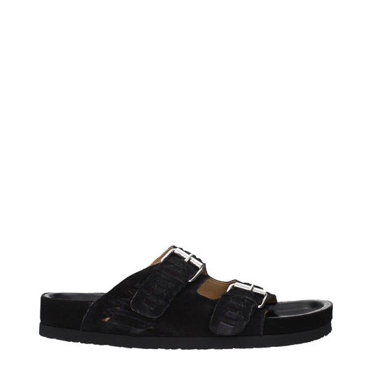 Black Leather Slippers