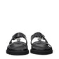 Black Leather Flat Sandals