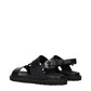 Black Leather Flat Sandals