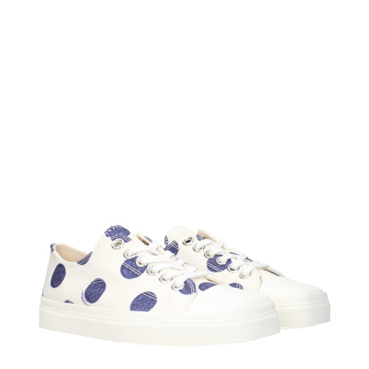 White Fabric Low Top Sneakers