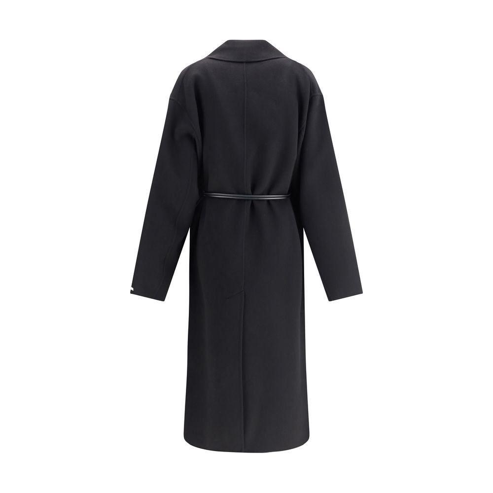 Black Fleece Wool Coat