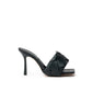 Green Leather Stiletto Heel Sandals