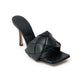Green Leather Stiletto Heel Sandals