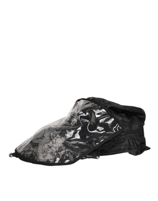 Black PVC Wide Brim Men Bucket Capello Hat