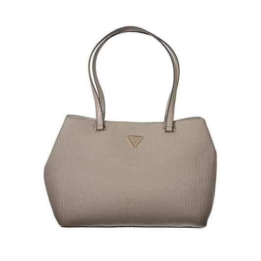 Beige Polyurethane Women Handbag