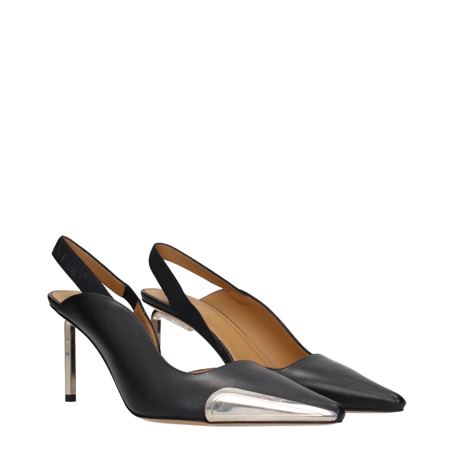 Black Leather High Heel Pumps