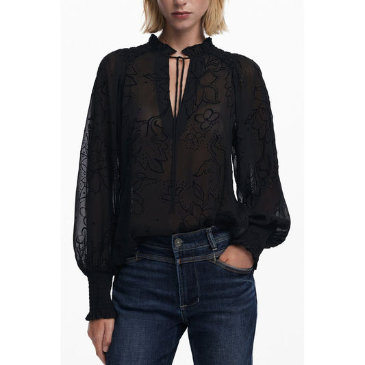 Black Polyester Women Blouse