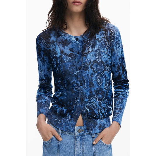 Blue Viscose Women Sweater