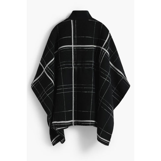 Black Wool Women Poncho
