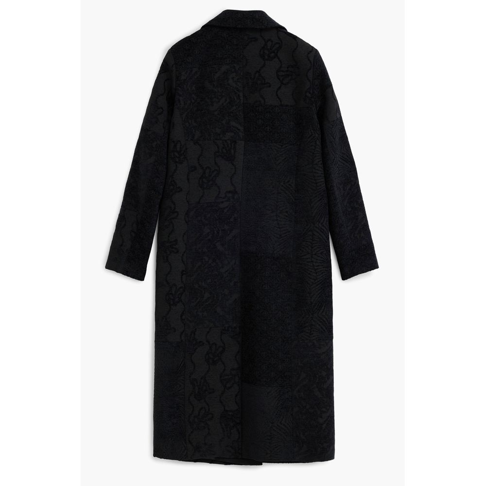 Black Polyester Women Coat