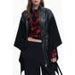 Black Polyester Women Poncho