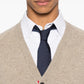 Shetland Wool 4-Bar Relaxed Fit V Neck Cardigan