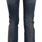 Blue Washed Boot Cut Casual Denim Pants Jeans