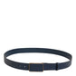 Blue Leather Classic Metal Logo Buckle Belt