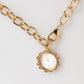 Gold Crystal Clock Pendant Statement Jewelry Necklace