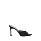 Black Nylon Stiletto Heel Sandals