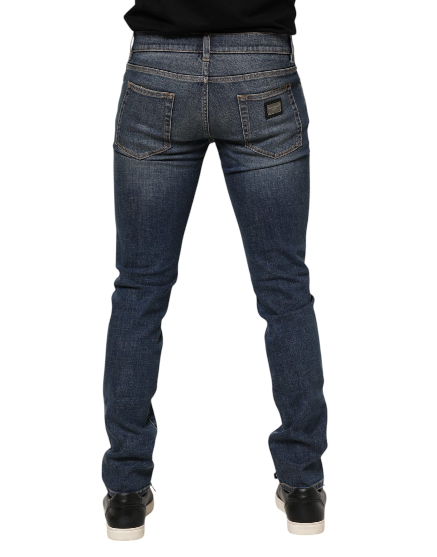 Blue Washed Cotton Skinny Men Denim Jeans