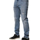 Blue Distressed Cotton Slim Men Denim Jeans