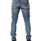 Blue Distressed Cotton Slim Men Denim Jeans