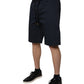 Navy Blue Cotton Stretch Men Bermuda Shorts