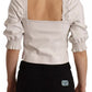 White Square Neck Button Down Crop Blouse