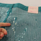 Cadet Blue Sequined Low Waist Cropped Trouser Pants