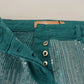 Cadet Blue Sequined Low Waist Cropped Trouser Pants