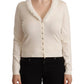 White Viscose Long Sleeves Fur Shearling Blouse